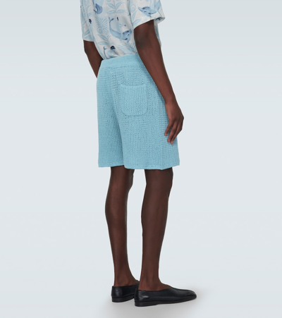 Shop Commas Openwork Cotton Shorts In Ocean Blue