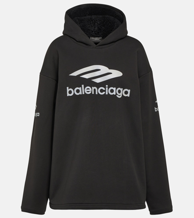 Shop Balenciaga 3b Sports Icon Technical Hoodie In Black