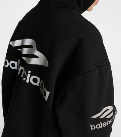 Shop Balenciaga 3b Sports Icon Technical Hoodie In Black
