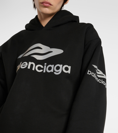 Shop Balenciaga 3b Sports Icon Technical Hoodie In Black