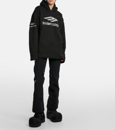 Shop Balenciaga 3b Sports Icon Technical Hoodie In Black