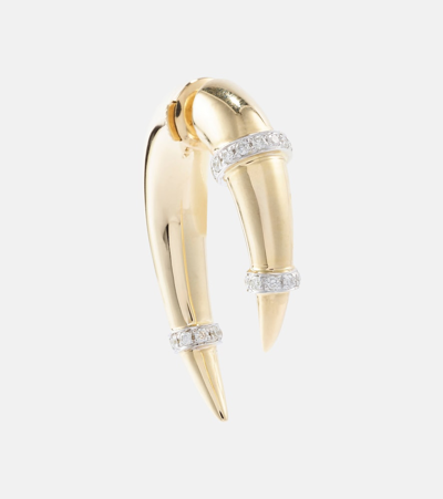 Shop Rainbow K Horn 14kt Yellow And White Gold Single Earring With Diamonds