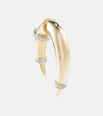 Shop Rainbow K Horn 14kt Yellow And White Gold Single Earring With Diamonds