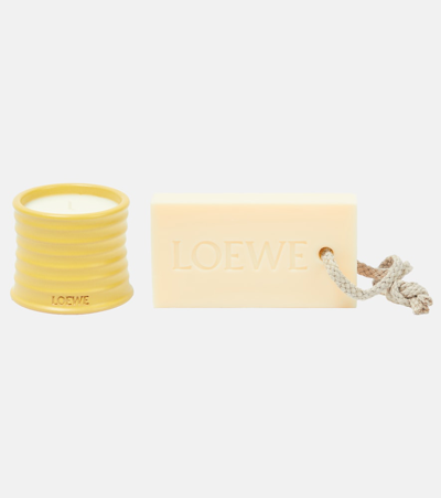 Shop Loewe Small Scented Candle And Bar Soap Set In Yellow