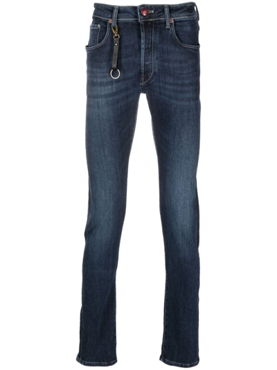 Shop Incotex Blue Jeans Misto Cotone Indaco In Blue