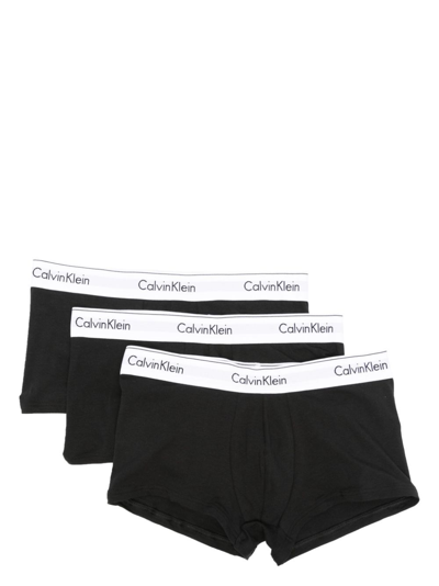 Shop Calvin Klein Underwear Set Di Tre Boxer Con Banda Logo In Black