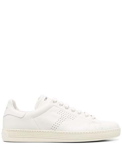 Shop Tom Ford Sneakers Pelle Bianco In White