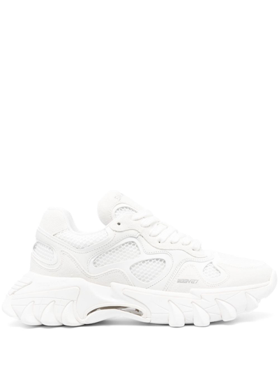 Shop Balmain Sneakers Pelle Bianco In White