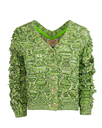 Shop Andersson Bell Cardigan Cropped Tricot Melange In Verde