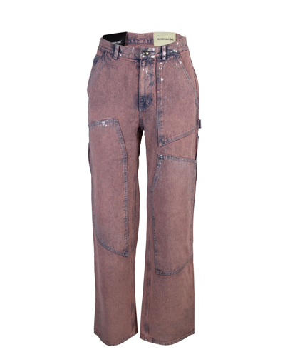 Shop Andersson Bell Jeans Ampio "wax Coated Carpenter" Rosa In Dstpnk