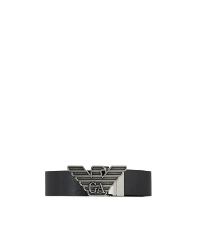 Shop Emporio Armani Gift Box Con Cintura Reversibile In Pelle Saffiano E Fibbia Intercambiabile In 88001