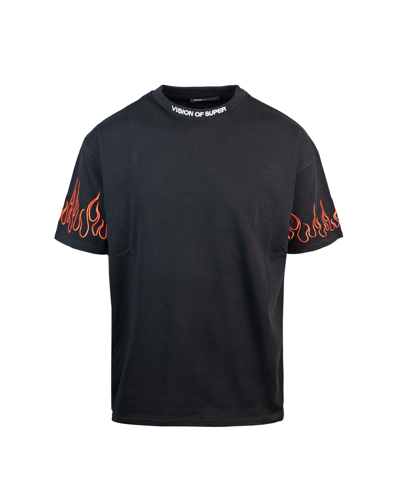 Shop Vision Of Super T-shirt Red Flames In Black