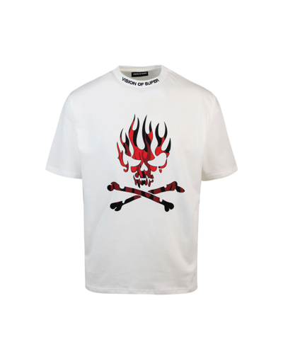 Shop Vision Of Super T-shirt Red Skull In White