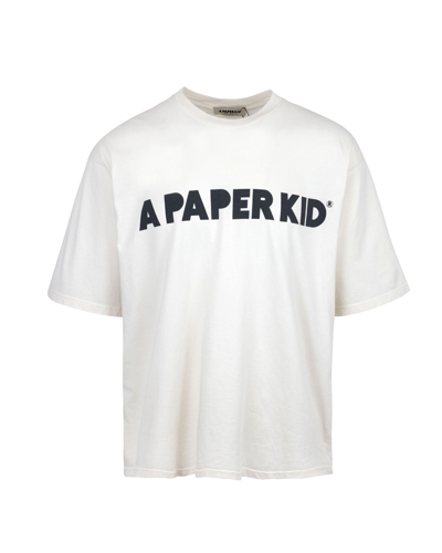 Shop A Paper Kid T-shirt Maxi Logo Frontale In 013crema