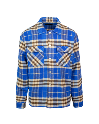 Shop Represent Intial Print Flannel Shirt In 109cobalt