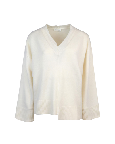 Shop P.a.r.o.s.h Ivory Asymmetric Sweater In 002panna