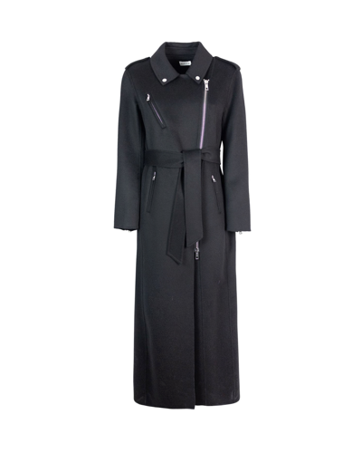 Shop P.a.r.o.s.h Black Coat With Zip In 013nero