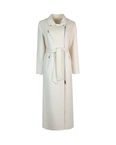Shop P.a.r.o.s.h Cream Coat With Zip In 002panna