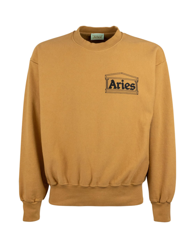 Shop Aries Camel Sweatshirt With Logo Print