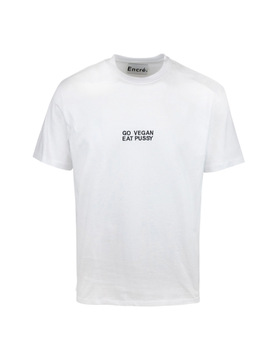 Shop Encré. T-shirt Bianca "go Vegan Eat Pussy" In Bianco