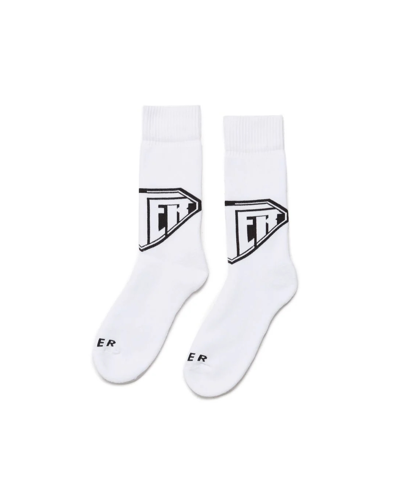 Shop Iuter White Socks With Logo In Bianco