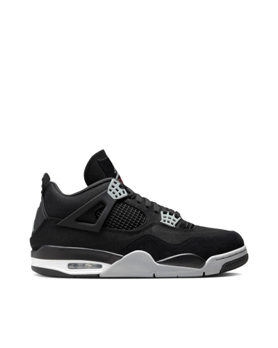 Shop Nike Air Jordan 4 Black Canvas In Nero