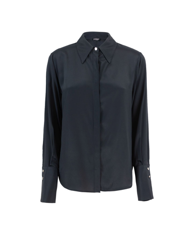 Shop Liu •jo Black Shirt In Silk Blend