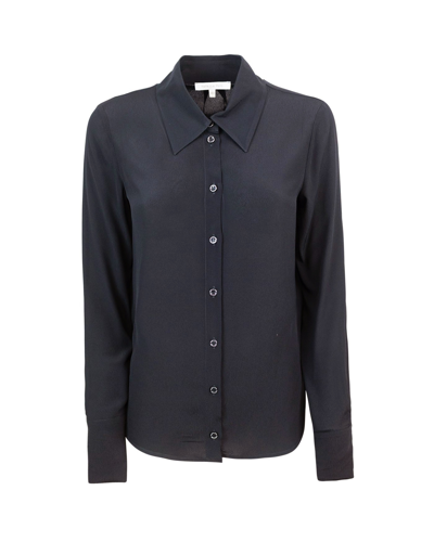 Shop Patrizia Pepe Sheer Viscose Black Shirt In K103nero