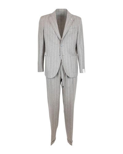 Shop L.b.m 1911 Pinstripe Suit In Virgin Wool In 01