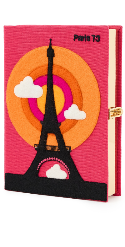Shop Olympia Le-tan Book Clutch Paris 73 Strapped Bright Pink Pierre