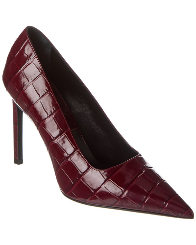 Shop Michael Kors Collection Martine Runway Croc-embossed Leather Pump In Red