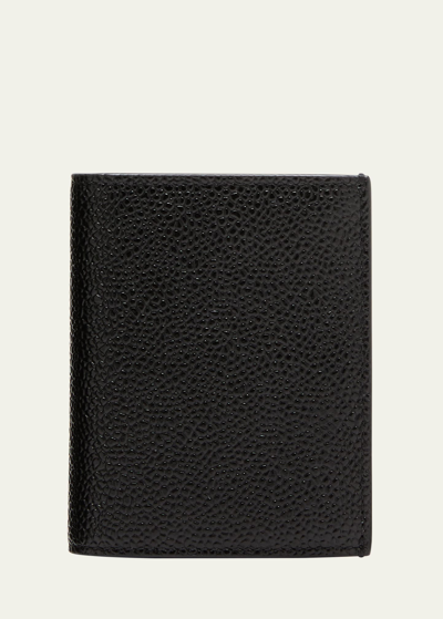 Shop Thom Browne Men's Pebbled Double Card Case In Black