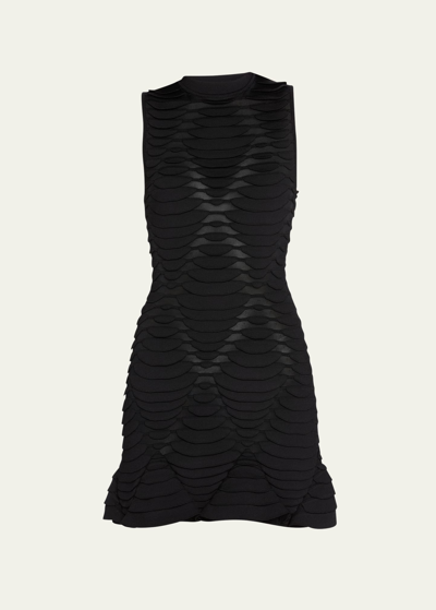 Shop Alaïa 3-d Python Diamond Motif Dress In Noir Alaia