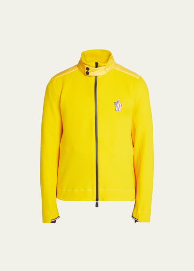 Shop Moncler Men's Base Fleece Cardigan In Yellow