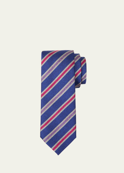 Shop Charvet Men's Schappe Silk Stripe Tie In 20 Royal
