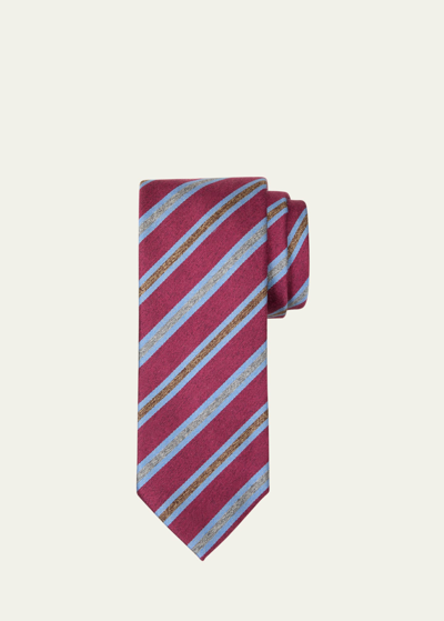 Shop Charvet Men's Schappe Silk Stripe Tie In 15 Red