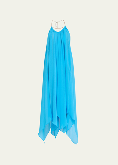 Shop Ramy Brook Joyce Embellished-strap High-low Dress In Poolside