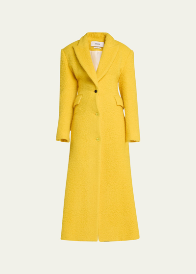 Shop Christopher John Rogers Cinched Lace Back Wool Coat In Warbler