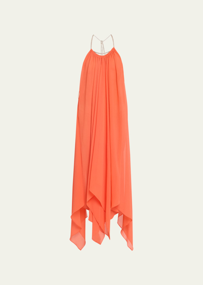Shop Ramy Brook Joyce Embellished-strap High-low Dress In Orangeade