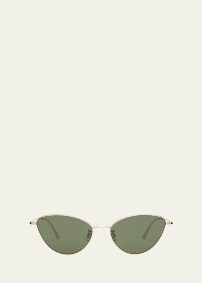 Khaite Sleek Black Steel Butterfly Sunglasses In Gold