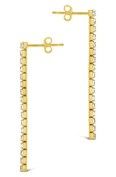 Sterling Forever Sterling Silver Cubic Zirconia Linear Drop Earrings In Gold