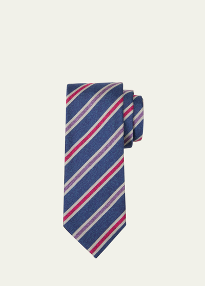 Shop Charvet Men's Schappe Silk Stripe Tie In 8blue