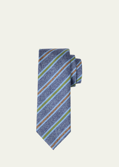 Shop Charvet Men's Schappe Silk Stripe Tie In 18 Lt Blue