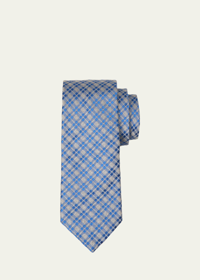 Shop Charvet Men's Silk Check Tie In 15 Grey