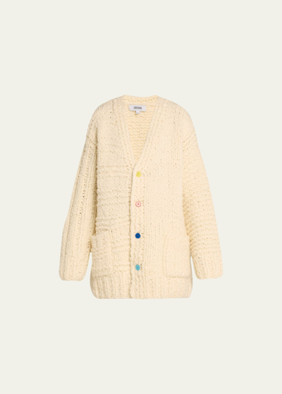 Shop Christopher John Rogers Giant Hand-knit Cardigan In Magnolia
