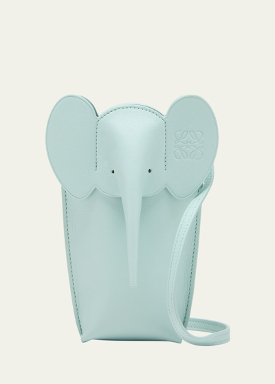 Shop Loewe Elephant Pouch Crossbody Bag In Blue Iceberg