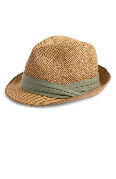 Shop Nordstrom Paper Straw Fedora In Olive Combo