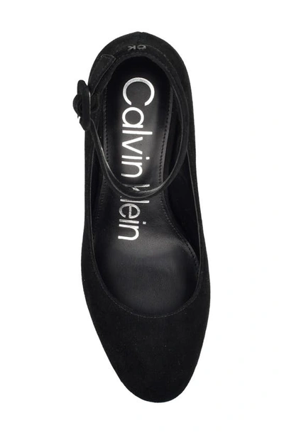 Shop Calvin Klein Fionna Ankle Strap Pump In Black Suede