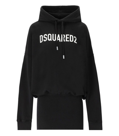 Shop Dsquared2 Black Hooded Dress