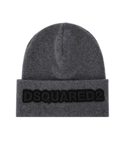 Shop Dsquared2 Grey Beanie With Logo
